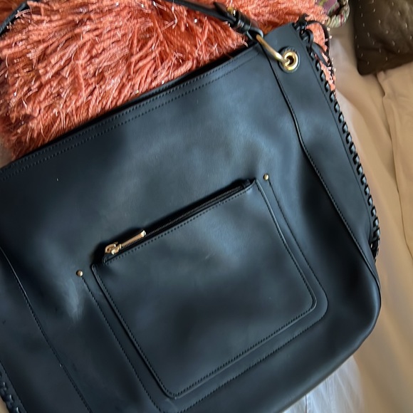 Anthropologie BLACK polyurethane purse w tassels and fringe. - Picture 3 of 8